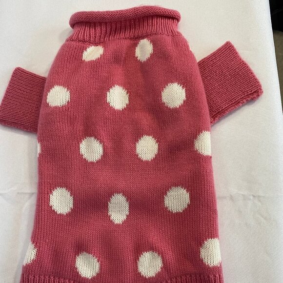Pet  Stinky-g Pink With White Polka Dots Knitted Sweater - Picture 1 of 10